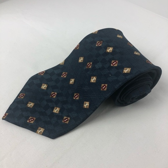 NEO Bill Blass Mens Tie, Blue Diamonds Silk - Picture 2 of 5